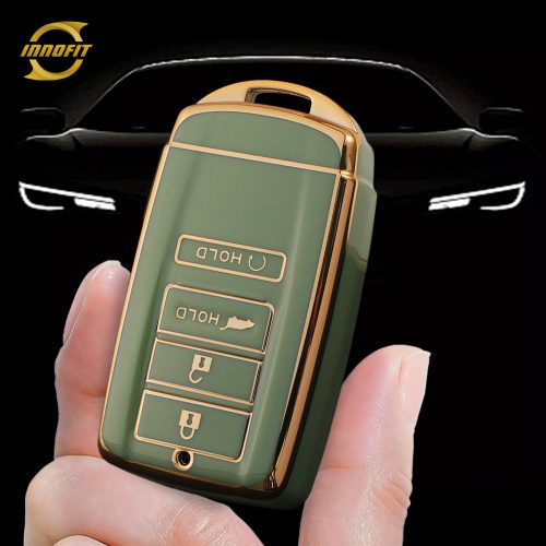 HOF1T1-Green-Gold Plating- Car Key Cover For Honda