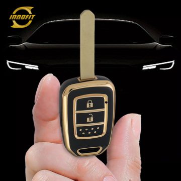 HOM1T1-Black-Gold Plating- Car Key Cover For Honda