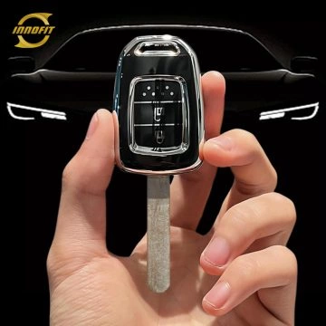 HOM1T1-Black-Silver Plating- Car Key Cover For Honda