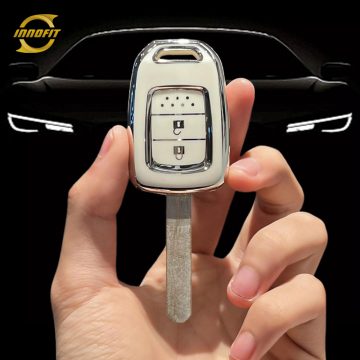 HOM1T1-White-Silver Plating- Car Key Cover For Honda
