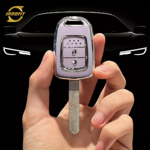 HOM1T1-Purple-Silver Plating- Car Key Cover For Honda