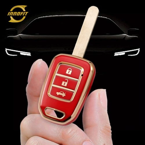 HOM2T1-Red-Gold Plating- Car Key Cover For Honda