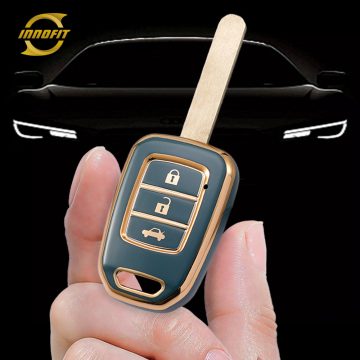 HOM2T1-Granny Grey-Gold Plating- Car Key Cover For Honda