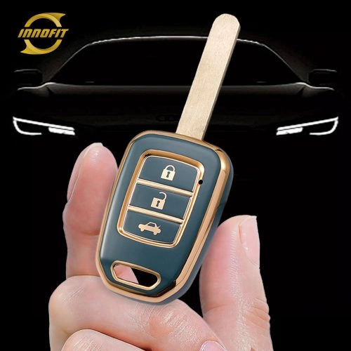 HOM2T1-Granny Grey-Gold Plating- Car Key Cover For Honda