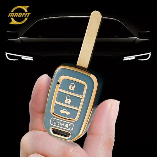 HOM3T1-Granny Grey-Gold Plating- Car Key Cover For Honda