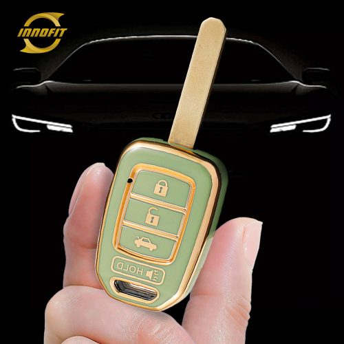 HOM3T1-Green-Gold Plating- Car Key Cover For Honda