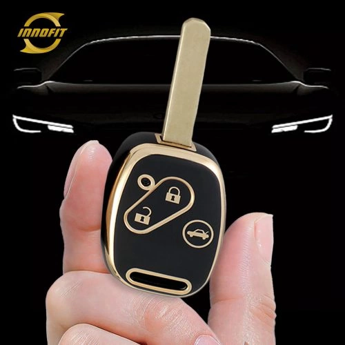 HON1T1-Black-Gold Plating- Car Key Cover For Honda