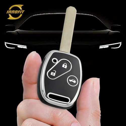 HON1T1-Black-Silver Plating- Car Key Cover For Honda