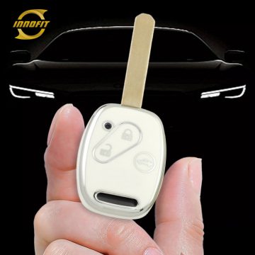 HON1T1-White-Silver Plating- Car Key Cover For Honda