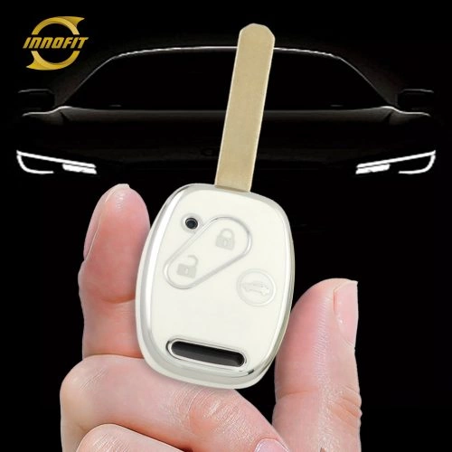 HON1T1-White-Silver Plating- Car Key Cover For Honda