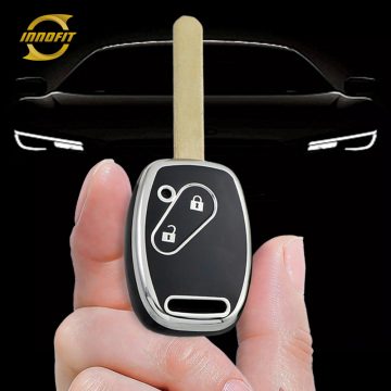 HON2T1-Black-Silver Plating- Car Key Cover For Honda