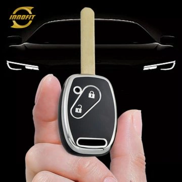 HON2T1-Black-Silver Plating- Car Key Cover For Honda