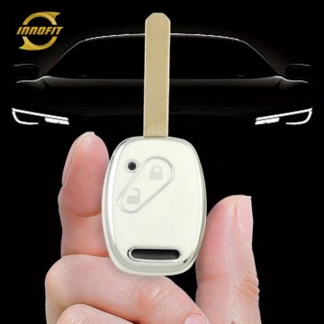 HON2T1-White-Silver Plating- Car Key Cover For Honda