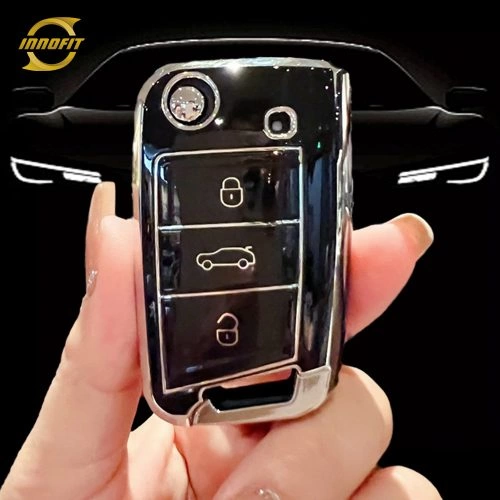 VOA1T1-Black-Silver Plating- Car Key Cover For Volkswagen skoda SEAT