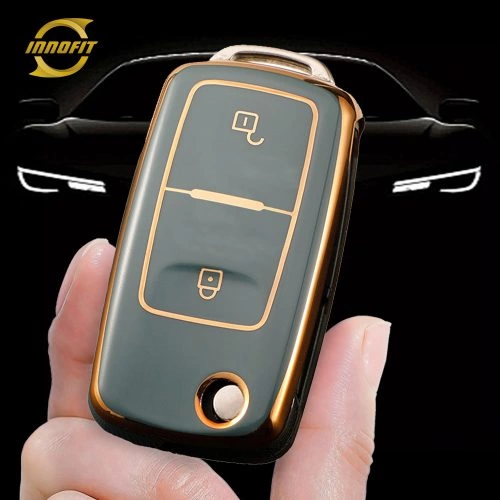 VOB2T1-Granny Grey-Gold Plating- Car Key Cover For Volkswagen SEAT skoda