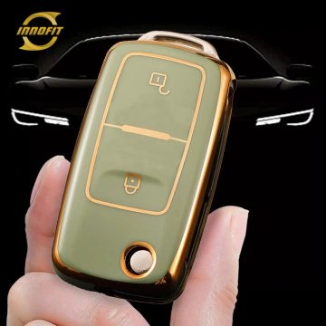 VOB2T1-Green-Gold Plating- Car Key Cover For Volkswagen SEAT skoda