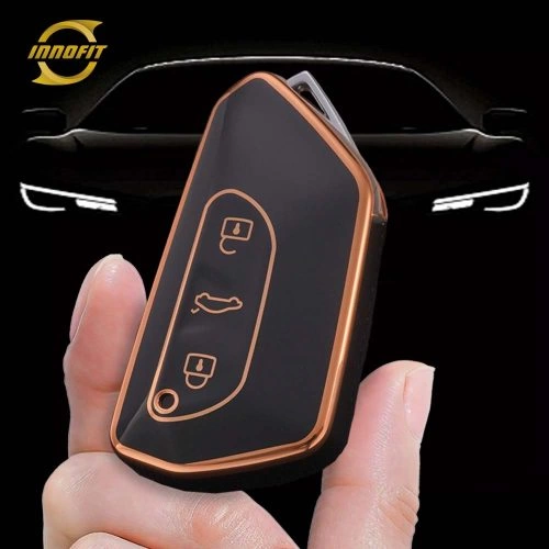 VOC1T1-Black-Gold Plating- Car Key Cover For Volkswagen skoda