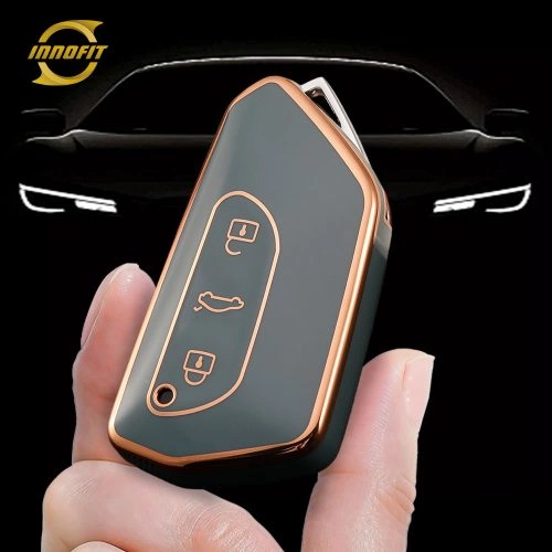 VOC1T1-Granny Grey-Gold Plating- Car Key Cover For Volkswagen skoda