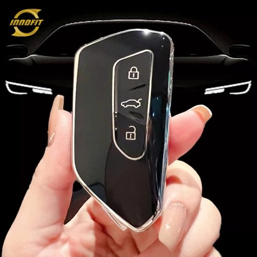 VOC1T1-Black-Silver Plating- Car Key Cover For Volkswagen skoda