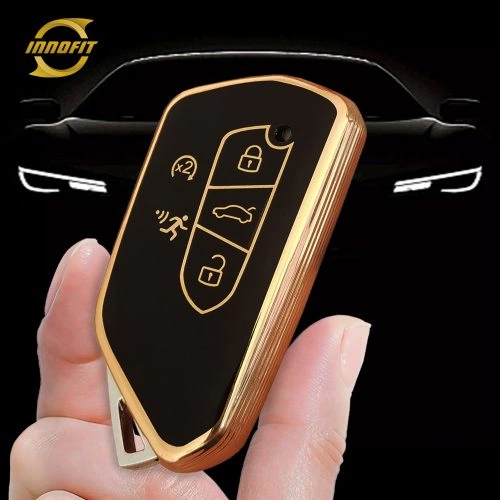 VOC2T1-Black-Gold Plating- Car Key Cover For Volkswagen