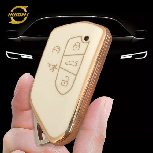 VOC2T1-White-Gold Plating- Car Key Cover For Volkswagen