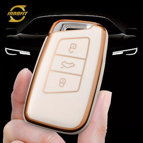 VOD1T1-White-Gold Plating- Car Key Cover For Volkswagen