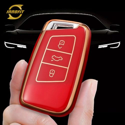 VOD1T1-Red-Gold Plating- Car Key Cover For Volkswagen