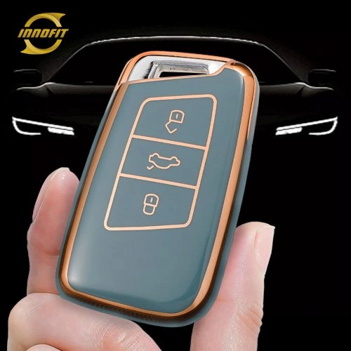 VOD1T1-Granny Grey-Gold Plating- Car Key Cover For Volkswagen