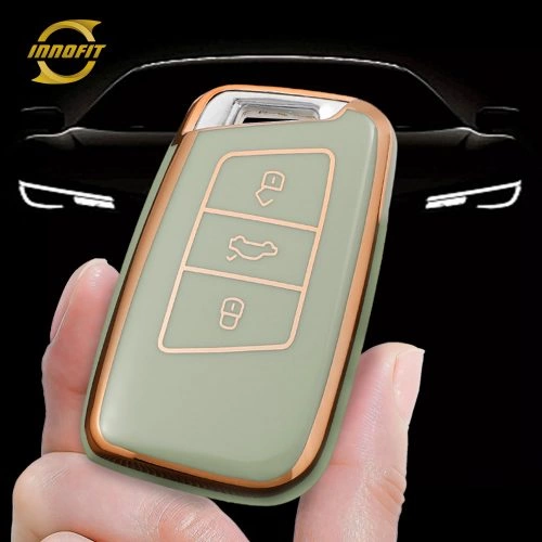 VOD1T1-Green-Gold Plating- Car Key Cover For Volkswagen