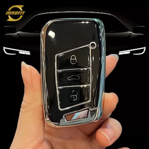 VOD1T1-Black-Silver Plating- Car Key Cover For Volkswagen