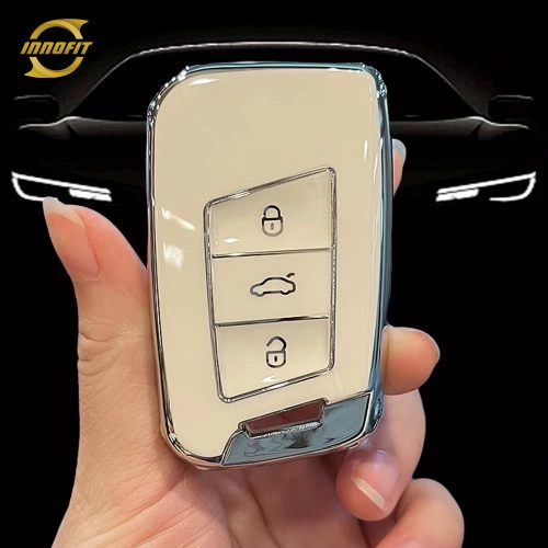 VOD1T1-White-Silver Plating- Car Key Cover For Volkswagen
