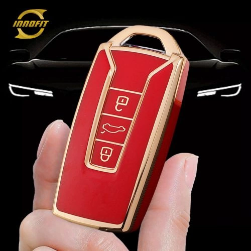 VOE1T1-Red-Gold Plating- Car Key Cover For Volkswagen