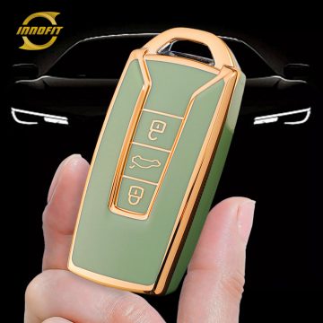 VOE1T1-Green-Gold Plating- Car Key Cover For Volkswagen