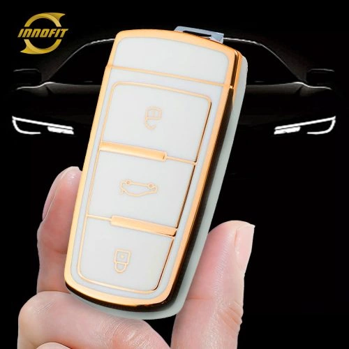 VOH1T1-White-Gold Plating- Car Key Cover For Volkswagen