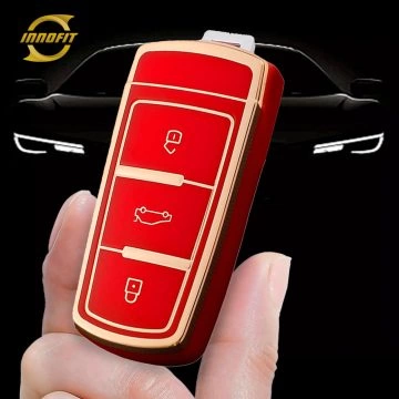VOH1T1-Vermelho-Dourado- Capa para chave de carro para Volkswagen
