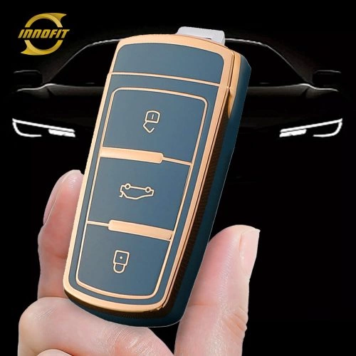 VOH1T1-Granny Grey-Gold Plating- Car Key Cover For Volkswagen