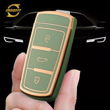 VOH1T1-Green-Gold Plating- Car Key Cover For Volkswagen