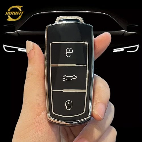 VOH1T1-Black-Silver Plating- Car Key Cover For Volkswagen