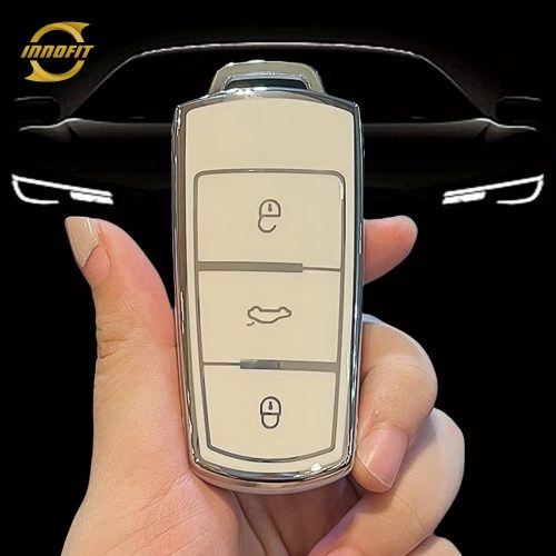 VOH1T1-White-Silver Plating- Car Key Cover For Volkswagen