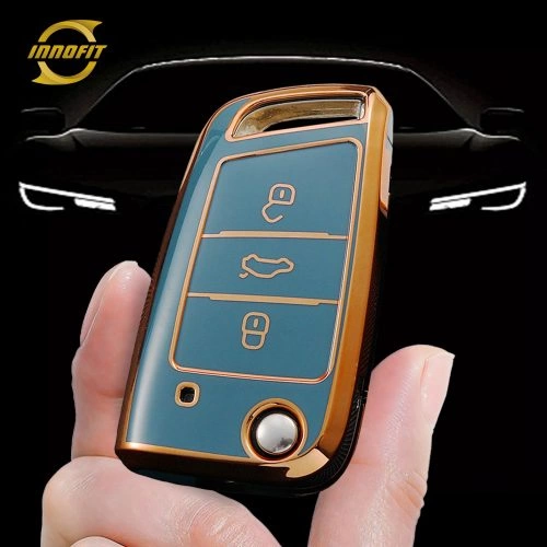 VOL1T1-Granny Grey-Gold Plating- Car Key Cover For Volkswagen