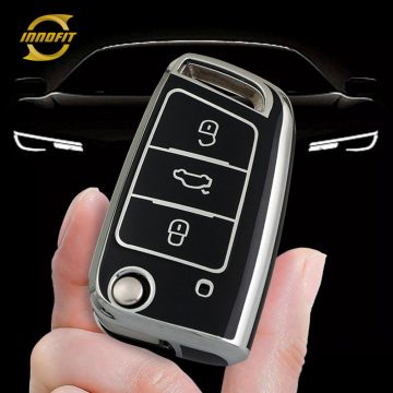 VOL1T1-Black-Silver Plating- Car Key Cover For Volkswagen