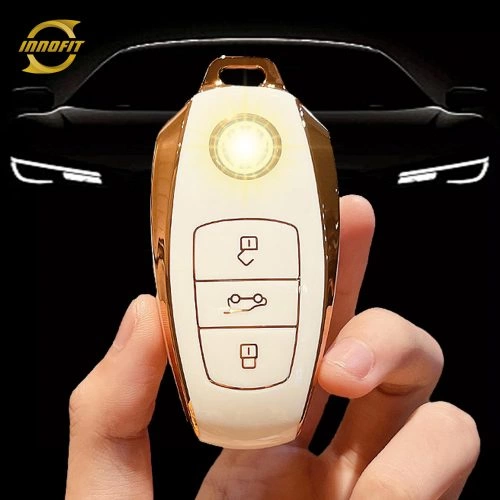 VOJ1T1-White-Gold Plating- Car Key Cover For Volkswagen