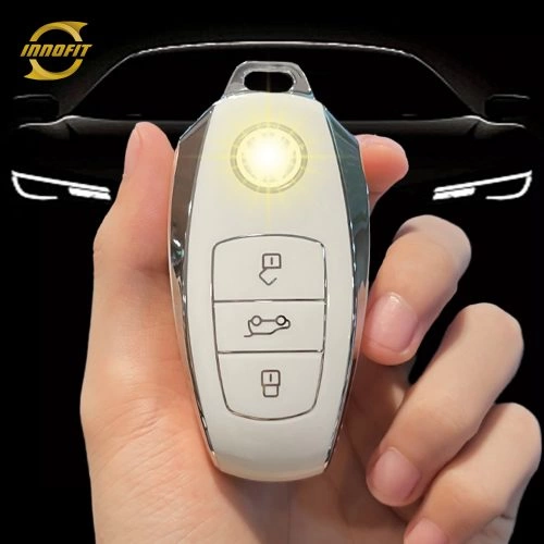 VOJ1T1-White-Silver Plating- Car Key Cover For Volkswagen