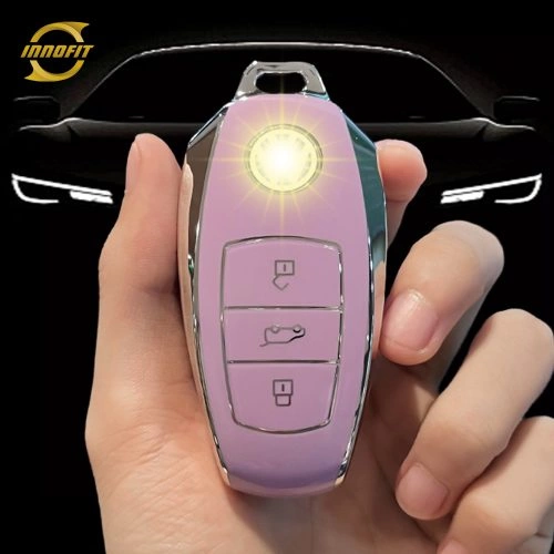 VOJ1T1-Purple-Silver Plating- Car Key Cover For Volkswagen