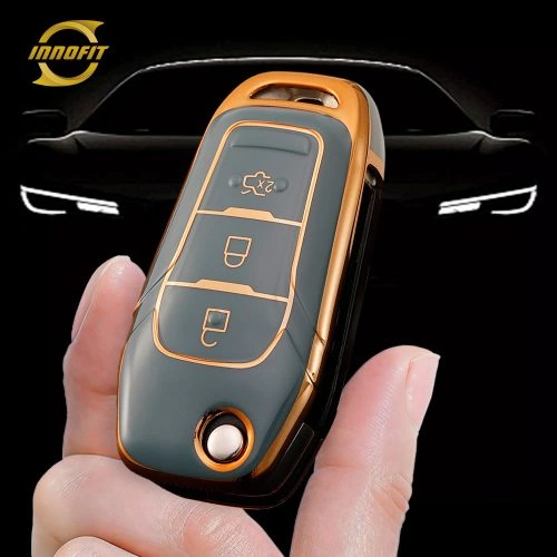 FOA1T1-Granny Grey-Gold Plating- Car Key Cover For Ford