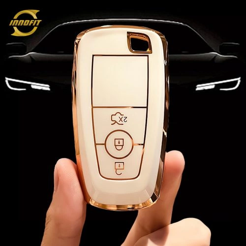 FOB1T1- 화이트-골드 도금- 포드 용 자동차 키 커버