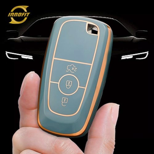 FOB1T1-Granny Grey-Gold Plating- Car Key Cover For Ford