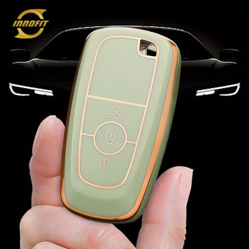 FOB1T1-Green-Gold Plating- Car Key Cover For Ford