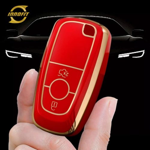 FOB2T1-Red-Gold Plating- Car Key Cover For Ford
