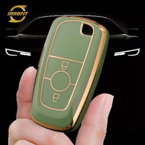 FOB2T1-Green-Gold Plating- Car Key Cover For Ford